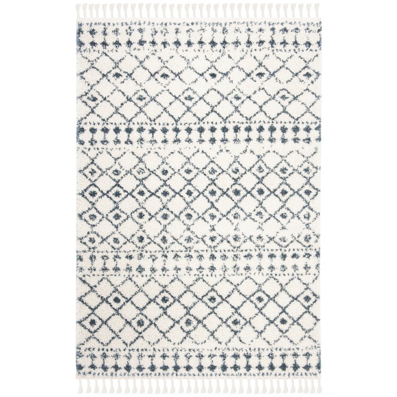 Safavieh Berber 4' x 6' Shag Rug in Cream and Blue