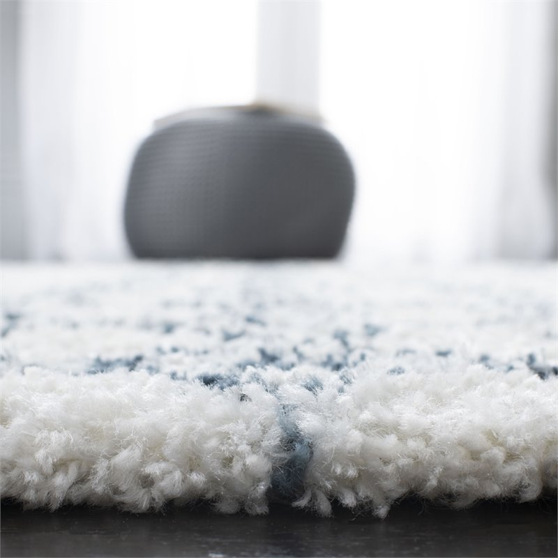 Safavieh Berber 9' x 12' Shag Rug in Cream and Blue