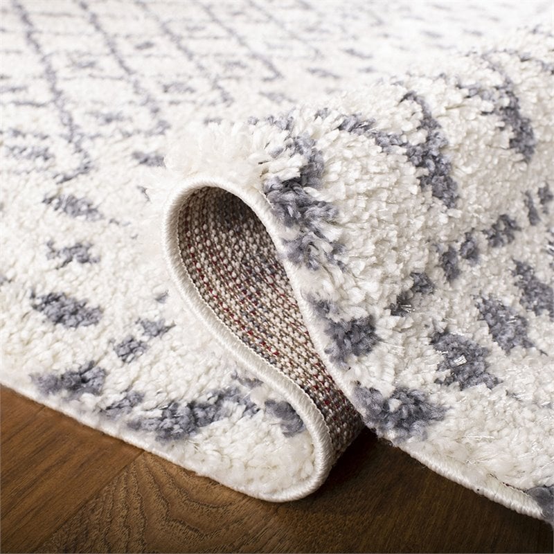 Safavieh Berber 4' x 6' Shag Rug in Cream and Dark Gray