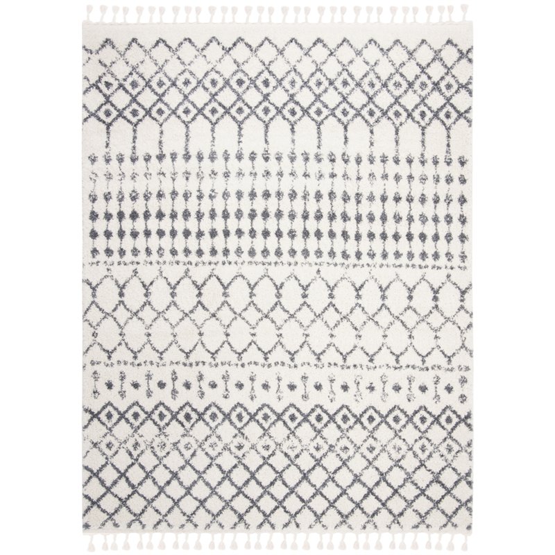 Safavieh Berber 8' x 10' Shag Rug in Cream and Dark Gray