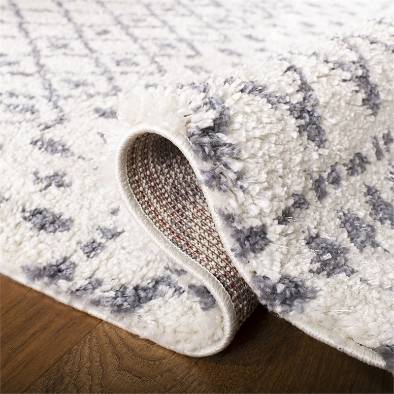 Safavieh Berber 9' x 12' Shag Rug in Cream and Dark Gray