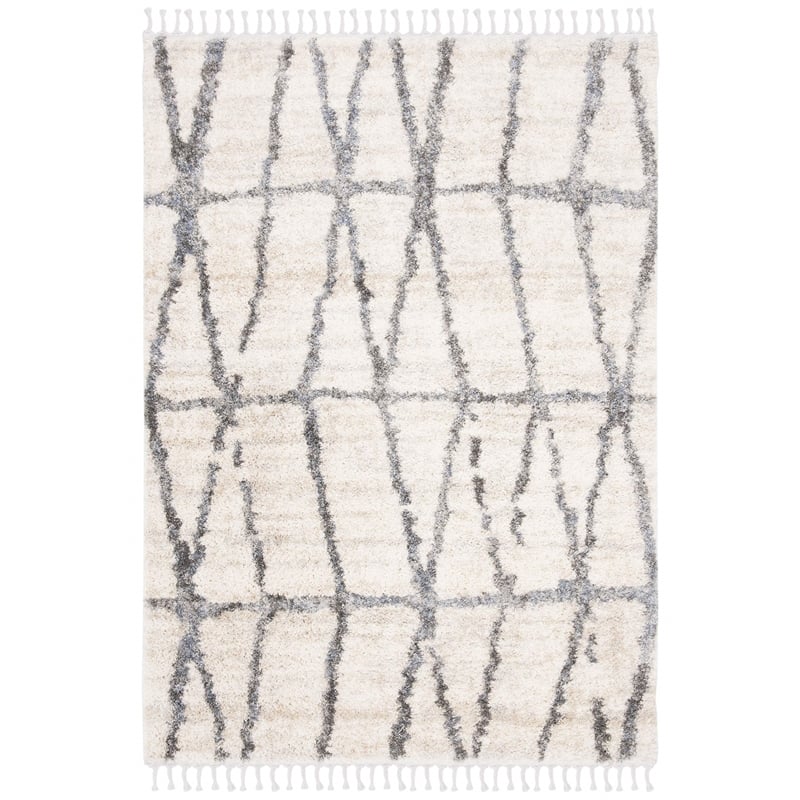 Safavieh Berber 8' x 10' Shag Rug in Cream and Gray