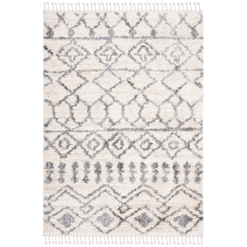 Safavieh Berber 8' x 10' Shag Rug in Cream and Gray