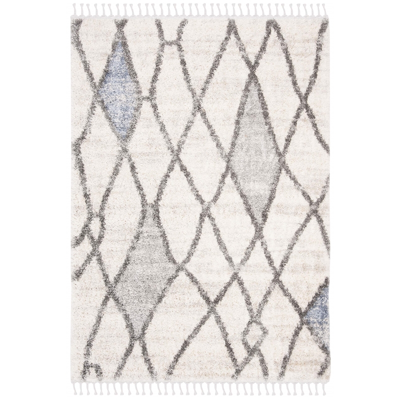 Safavieh Berber 8' x 10' Shag Rug in Cream and Blue