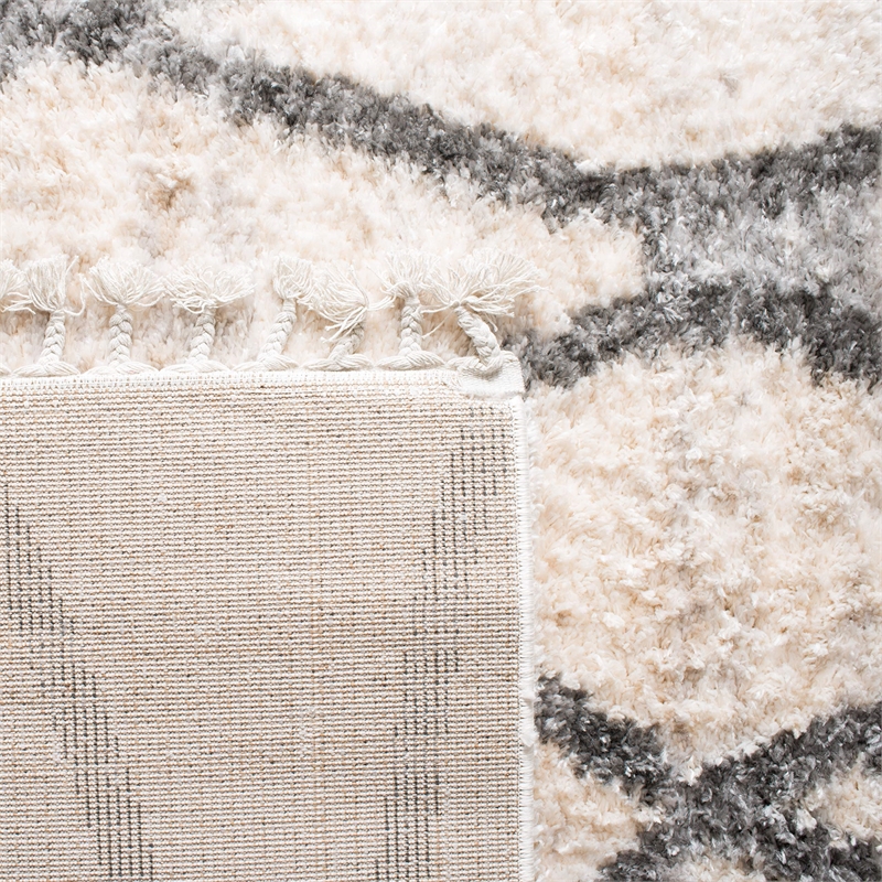 Safavieh Berber 9' x 12' Shag Rug in Cream and Blue