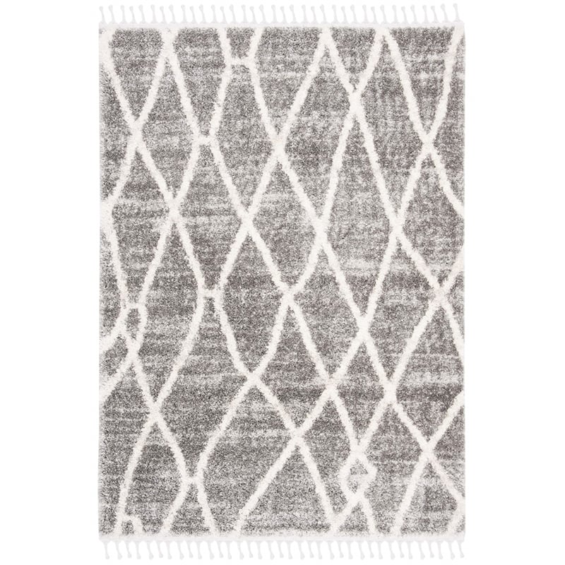 Safavieh Berber 9' x 12' Shag Rug in Gray and Cream