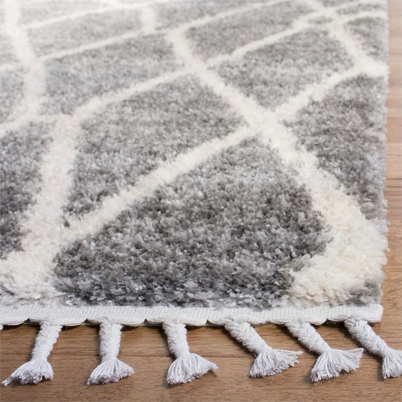 Safavieh Berber 9' x 12' Shag Rug in Gray and Cream