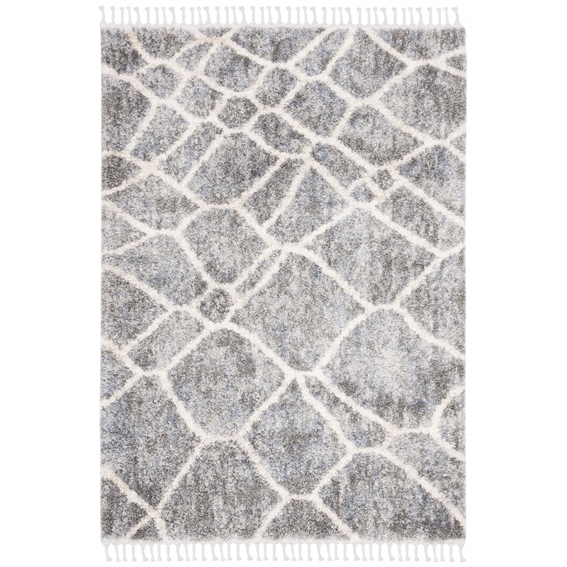 Safavieh Berber 8' x 10' Shag Rug in Gray and Cream