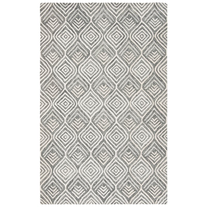 Safavieh Blossom 4' x 6' Hand Tufted Wool Rug in Ivory and Gray