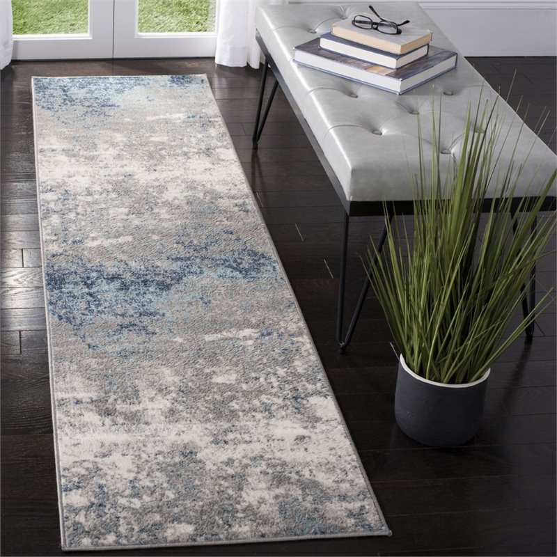 Safavieh Brentwood 2' x 8' Runner Rug in Light Gray and Blue