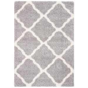 safavieh fontana 4' x 6' shag rug in gray and cream