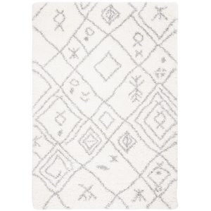 safavieh fontana 4' x 6' shag rug in cream and gray