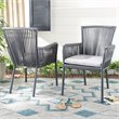 Safavieh Paolo Stackable Rope Patio Chair in Black and Gray (Set of 2)