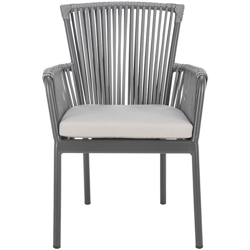 Safavieh Paolo Stackable Rope Patio Chair in Black and Gray (Set of 2)