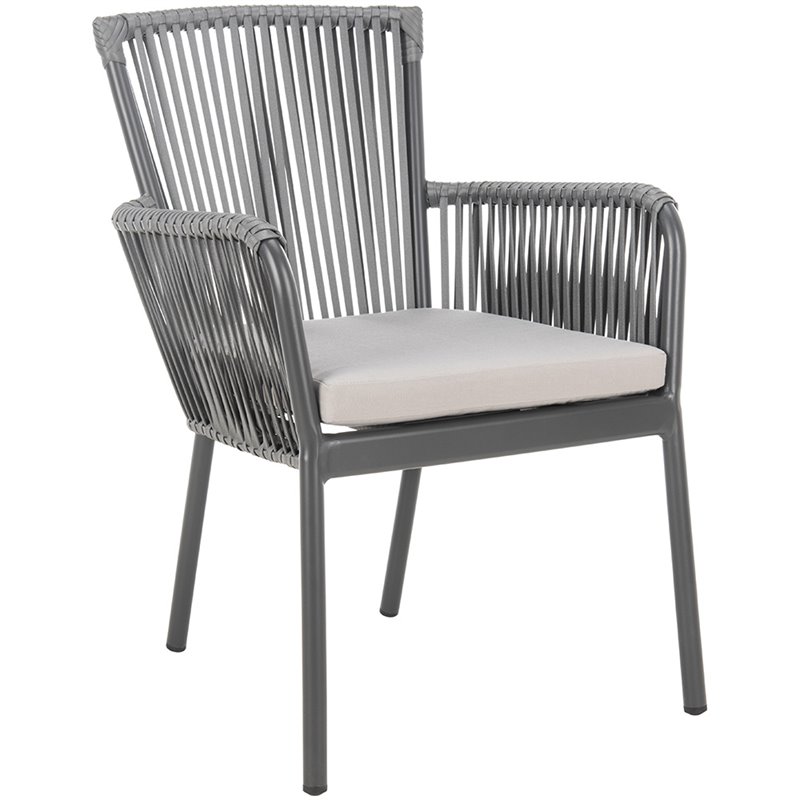 Safavieh Paolo Stackable Rope Patio Chair in Black and Gray (Set of 2)