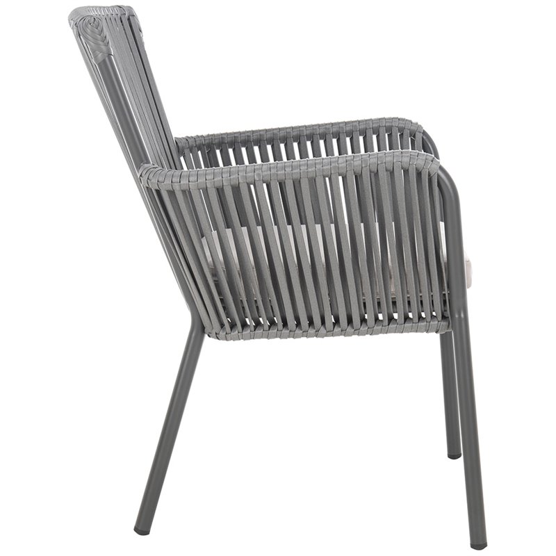 Safavieh Paolo Stackable Rope Patio Chair in Black and Gray (Set of 2)