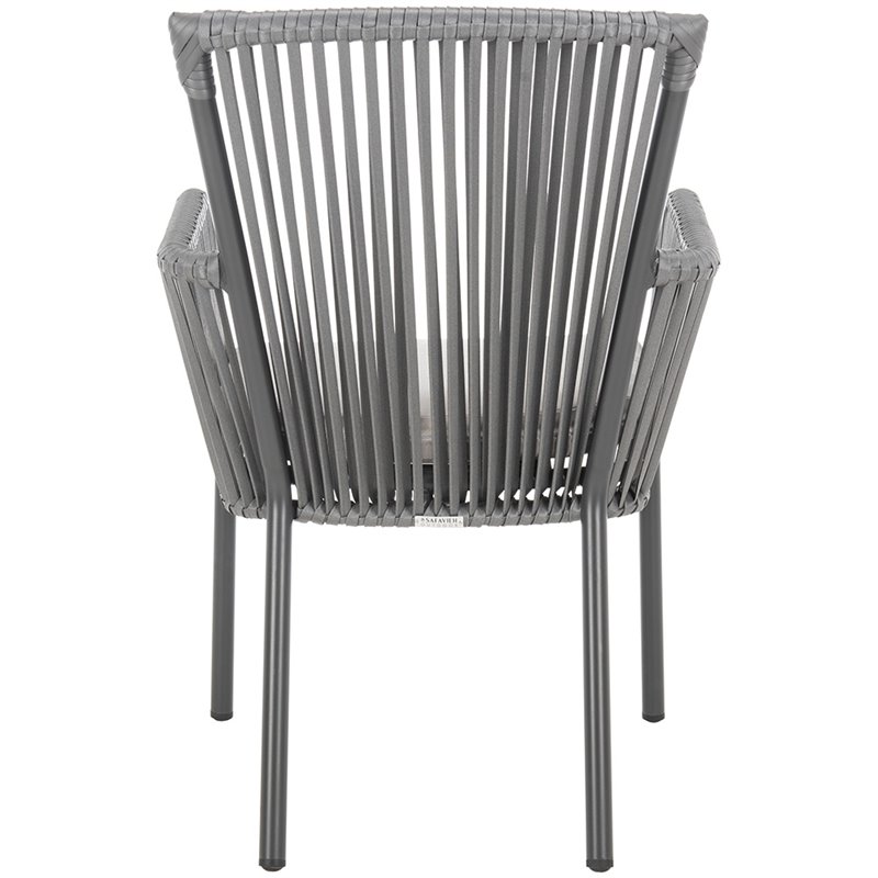 Safavieh Paolo Stackable Rope Patio Chair in Black and Gray (Set of 2)