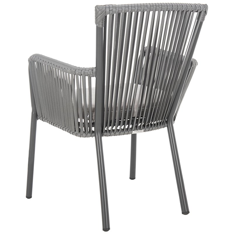 Safavieh Paolo Stackable Rope Patio Chair in Black and Gray (Set of 2)