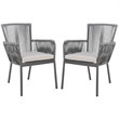 Safavieh Paolo Stackable Rope Patio Chair in Black and Gray (Set of 2)