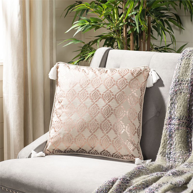 Safavieh Remis Throw Pillow in Rose and Gold