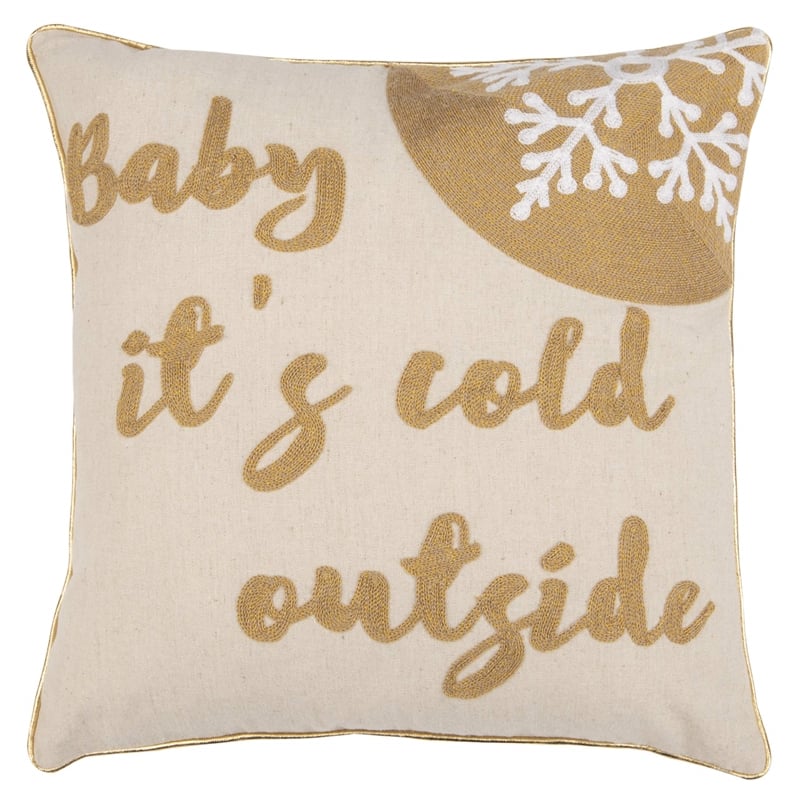 Safavieh Cold Outside Throw Pillow in Beige and Gold