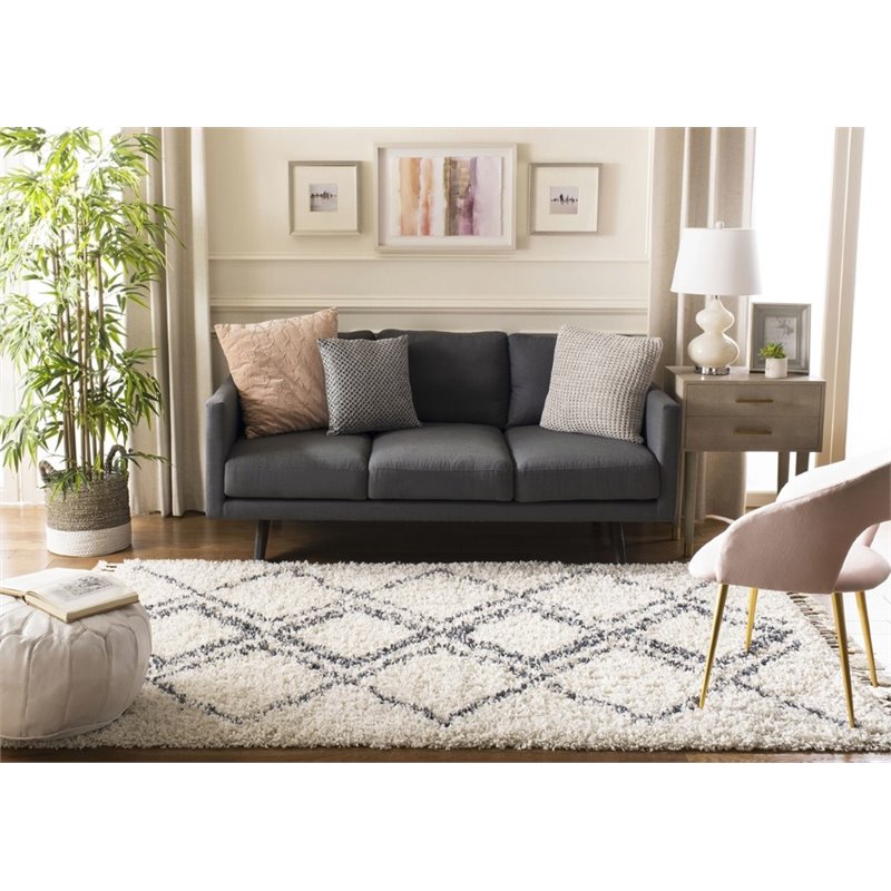 Safavieh Pro Lux 4' x 6' Shag Rug in Cream and Blue