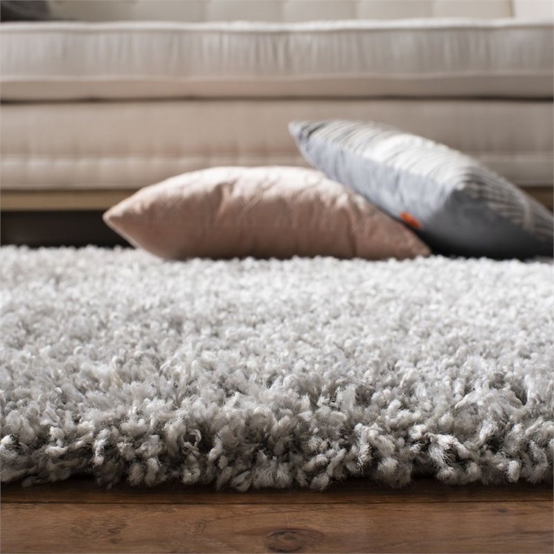Safavieh Pro Lux 2' x 8' Shag Runner Rug in Gray and Cream