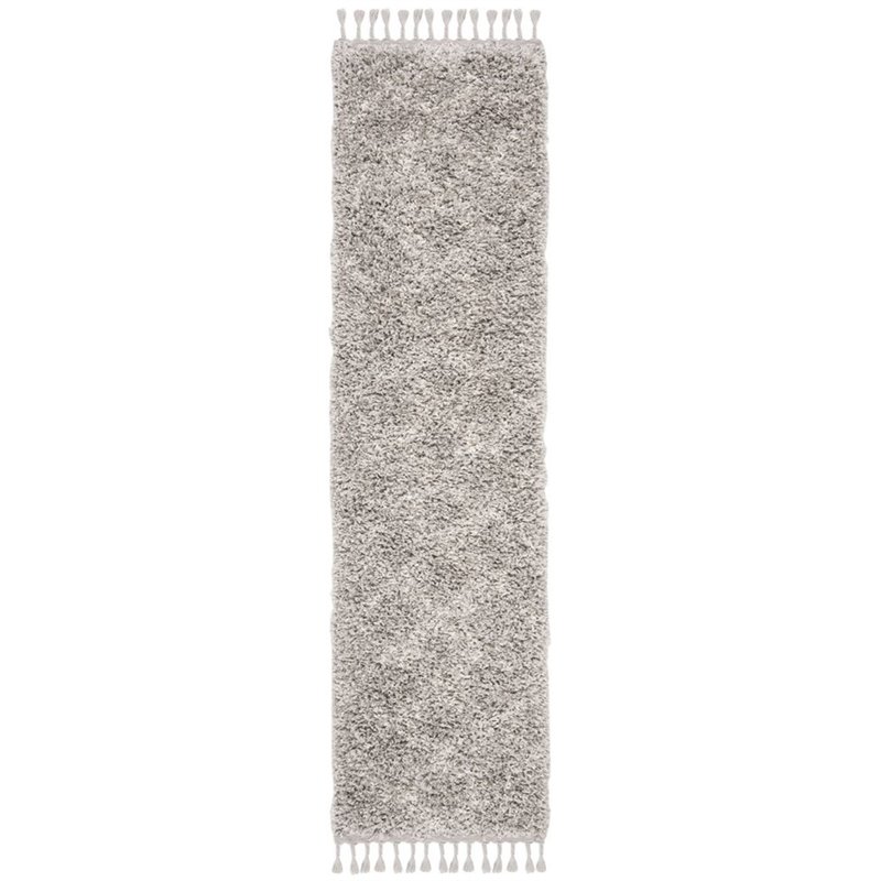Safavieh Pro Lux 2' x 8' Shag Runner Rug in Gray and Cream