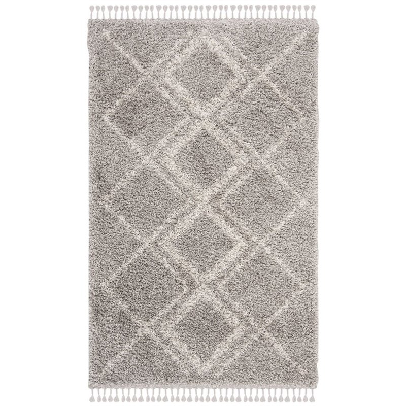 Safavieh Pro Lux 4' x 6' Shag Rug in Gray and Cream