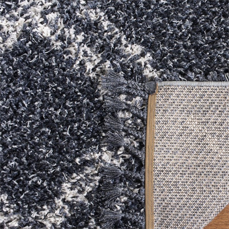 Safavieh Pro Lux 2' x 8' Shag Runner Rug in Cream and Blue