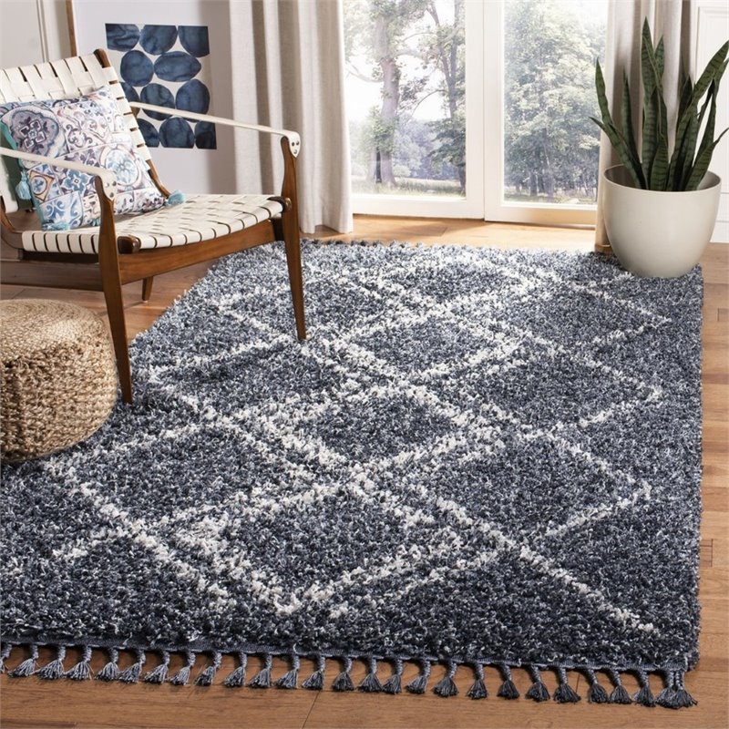 Safavieh Pro Lux 9' x 12' Shag Rug in Cream and Blue