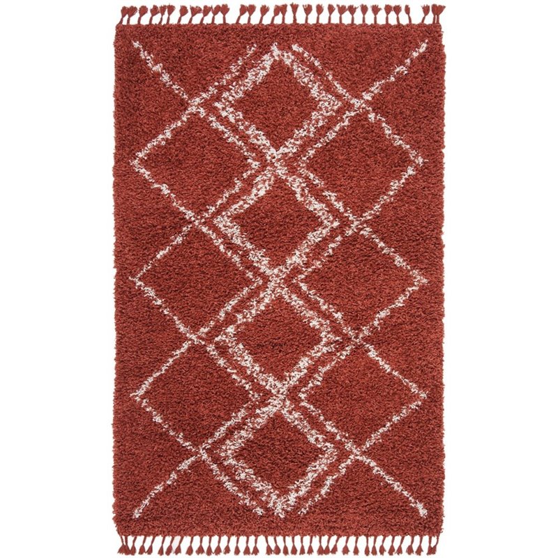 Safavieh Pro Lux 5' x 8' Shag Rug in Rust and Creme