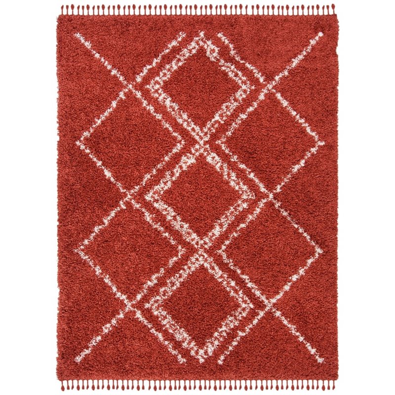 Safavieh Pro Lux 8' x 10' Shag Rug in Rust and Creme