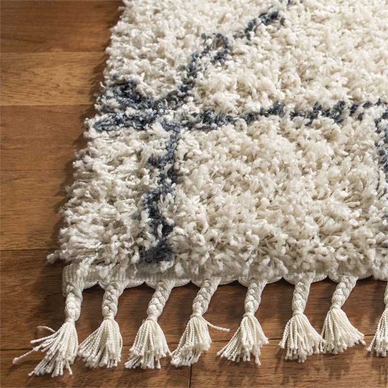 Safavieh Pro Lux 4' x 6' Shag Rug in Cream and Blue