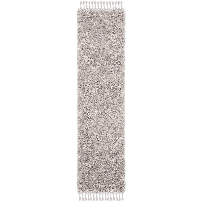 Safavieh Pro Lux 2' x 8' Shag Runner Rug in Gray and Cream