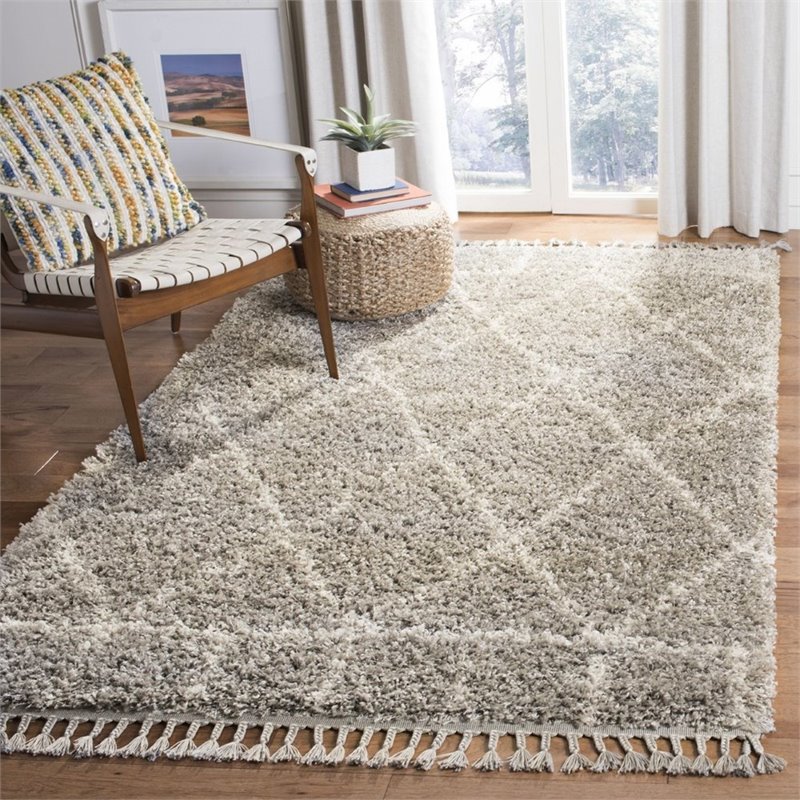 Safavieh Pro Lux 9' x 12' Shag Rug in Gray and Cream
