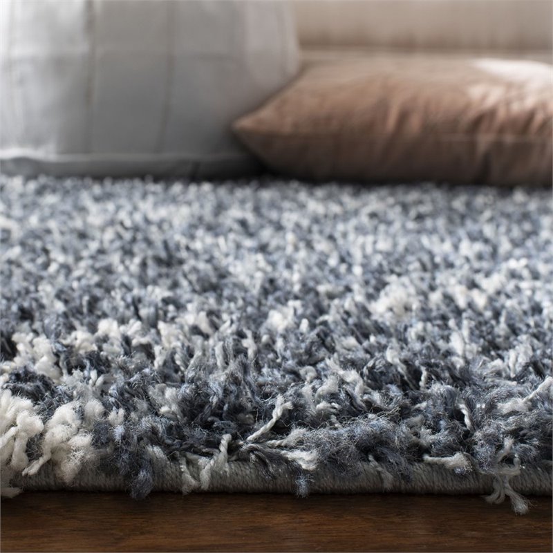 Safavieh Pro Lux 2' x 8' Shag Runner Rug in Cream and Blue