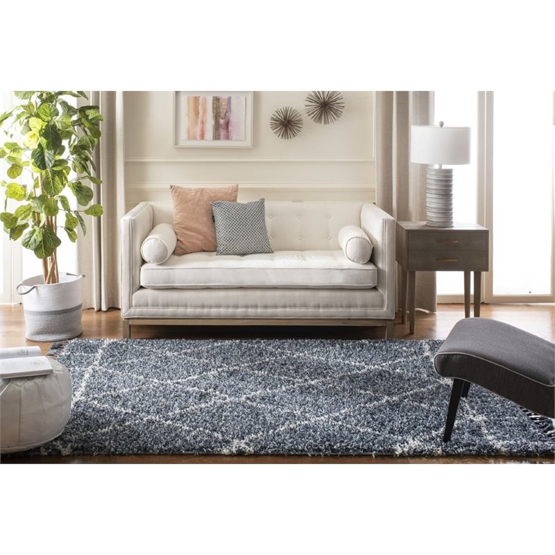 Safavieh Pro Lux 4' x 6' Shag Rug in Cream and Blue