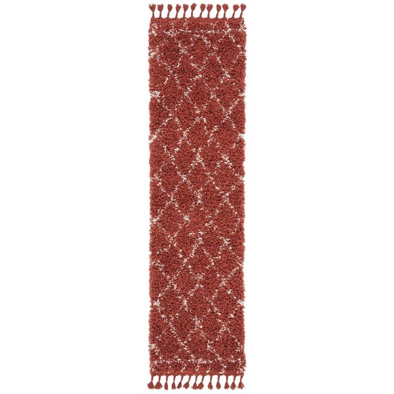 Safavieh Pro Lux 2' x 8' Shag Runner Rug in Rust and Creme