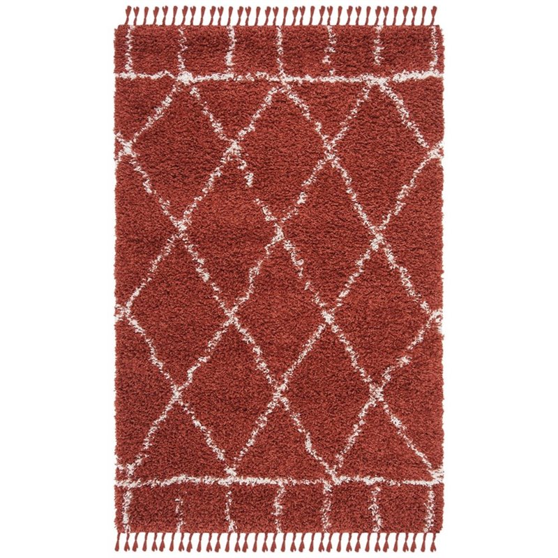 Safavieh Pro Lux 5' x 8' Shag Rug in Rust and Creme