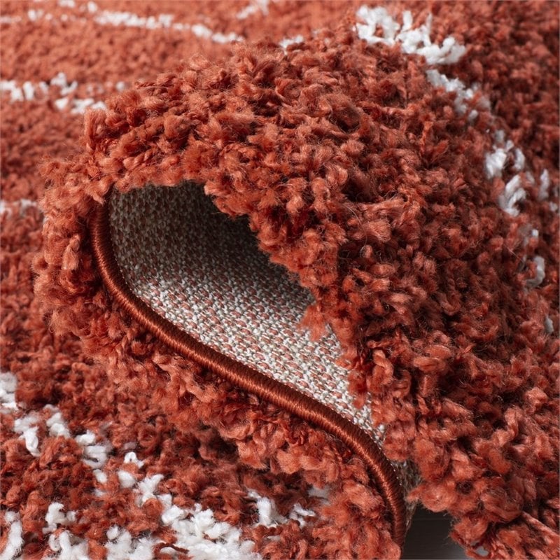 Safavieh Pro Lux 8' x 10' Shag Rug in Rust and Creme