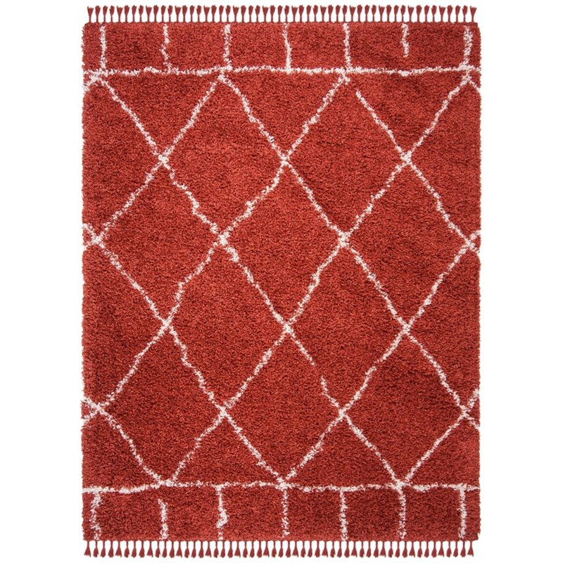 Safavieh Pro Lux 8' x 10' Shag Rug in Rust and Creme