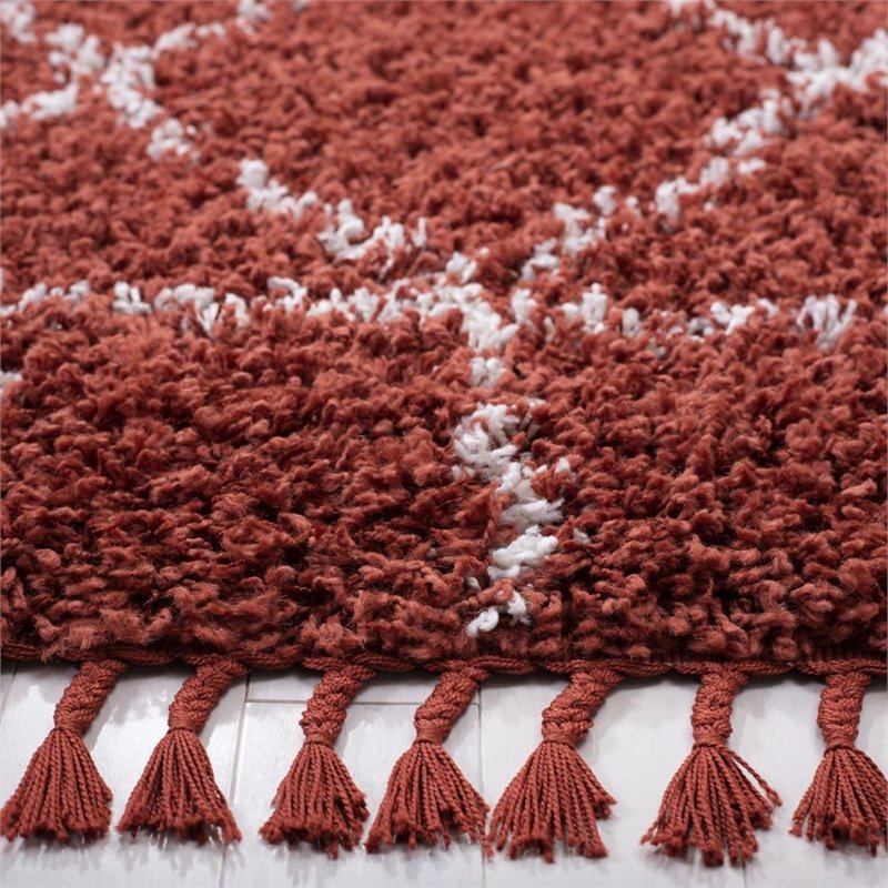Safavieh Pro Lux 9' x 12' Shag Rug in Rust and Creme