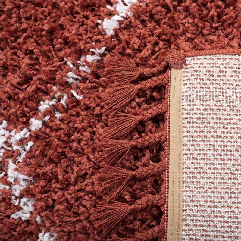 Safavieh Pro Lux 9' x 12' Shag Rug in Rust and Creme