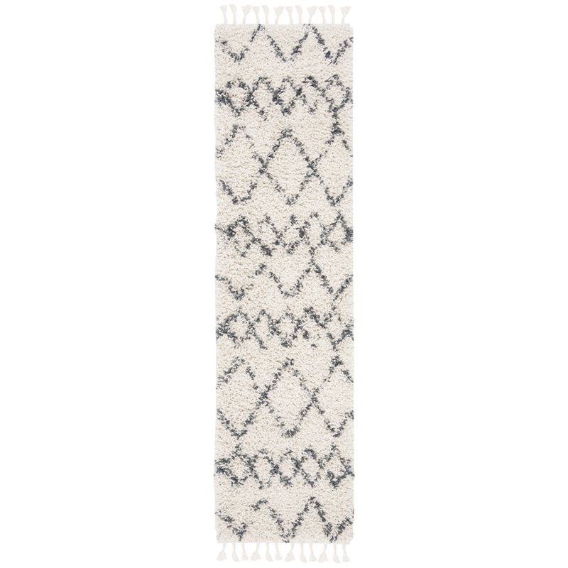 Safavieh Pro Lux 2' x 8' Shag Runner Rug in Cream and Blue