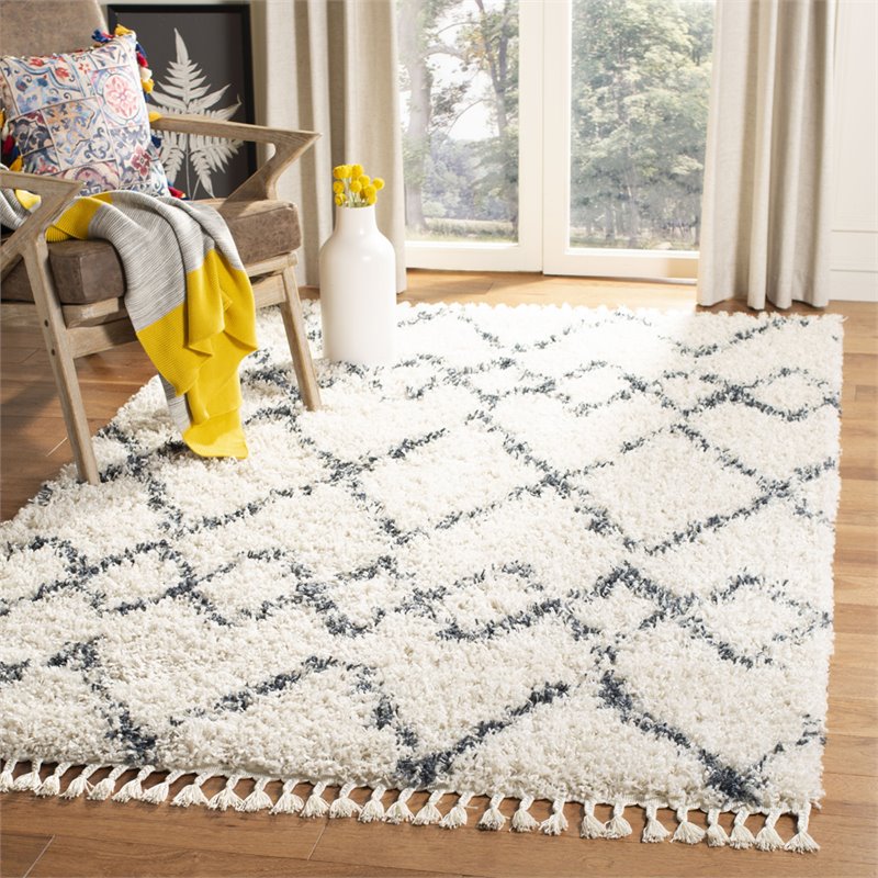 Safavieh Pro Lux 9' x 12' Shag Rug in Cream and Blue