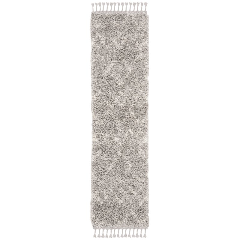 Safavieh Pro Lux 2' x 8' Shag Runner Rug in Gray and Cream