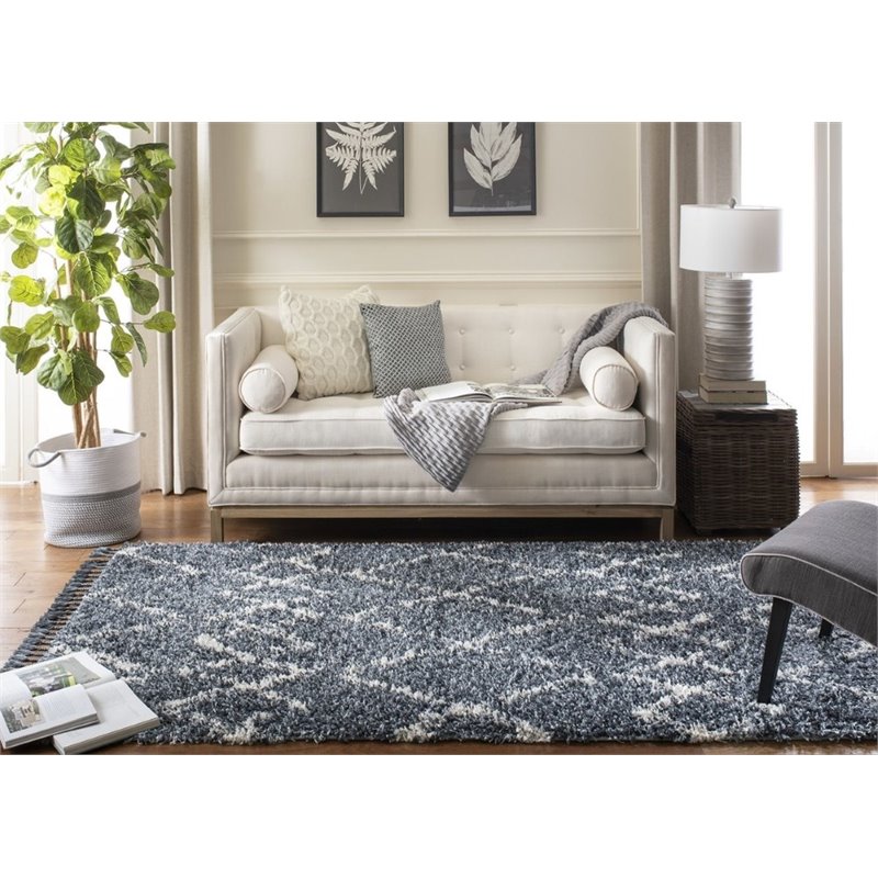 Safavieh Pro Lux 5' x 8' Shag Rug in Cream and Blue