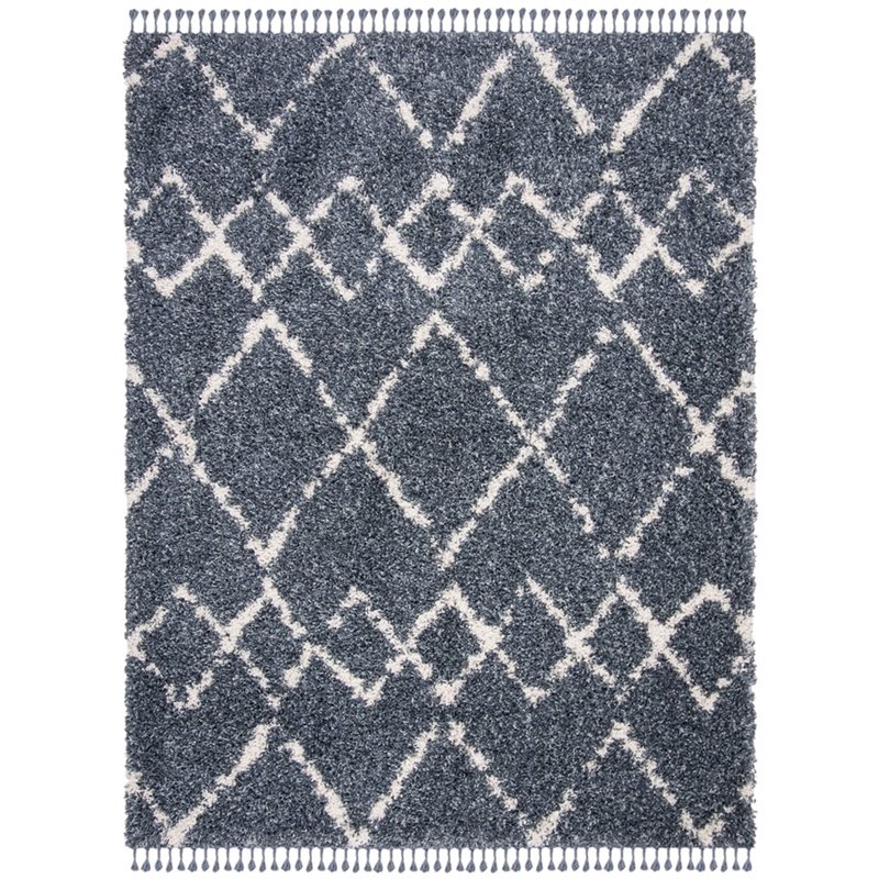 Safavieh Pro Lux 9' x 12' Shag Rug in Cream and Blue