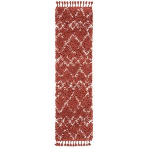 Safavieh Pro Lux 2' x 8' Shag Runner Rug in Rust and Creme